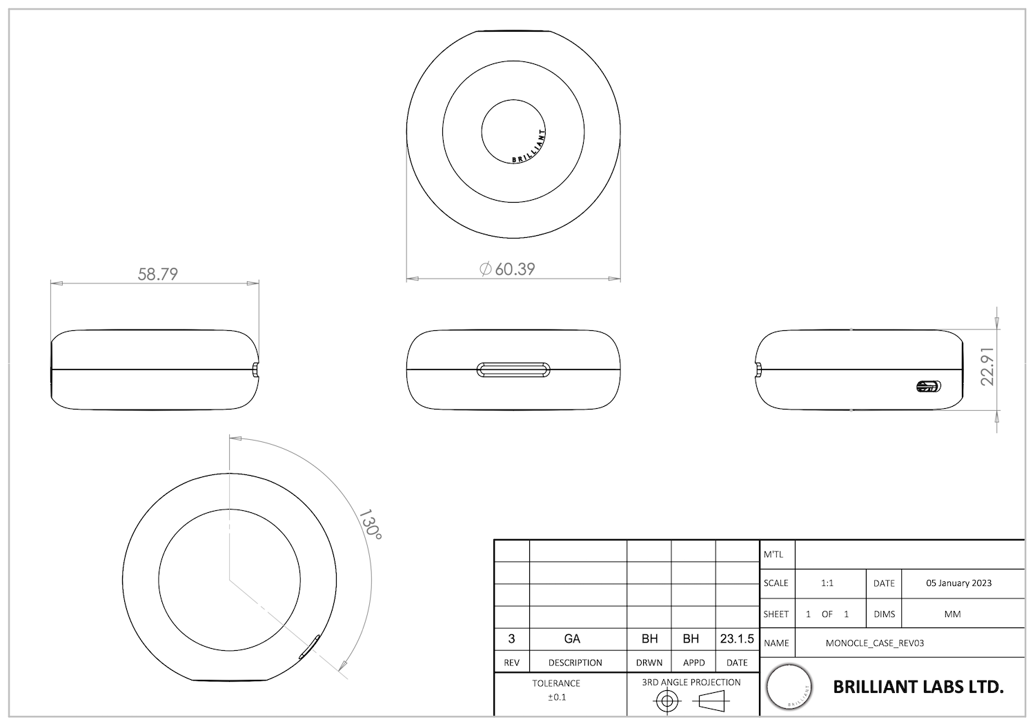 PDF mechanical dimensions for the Monocle charging case