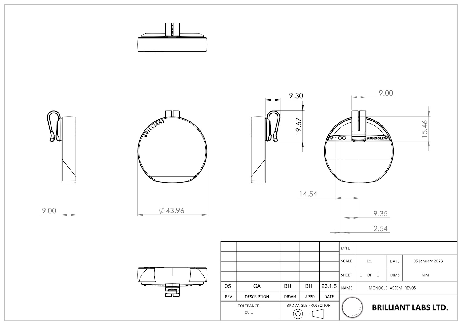 PDF mechanical dimensions for Monocle